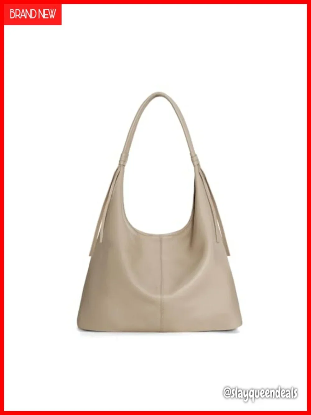 Genuine Leather Slouchy Hobo Bag Handbag Shoulder Tote Tassel Magnetic Closure